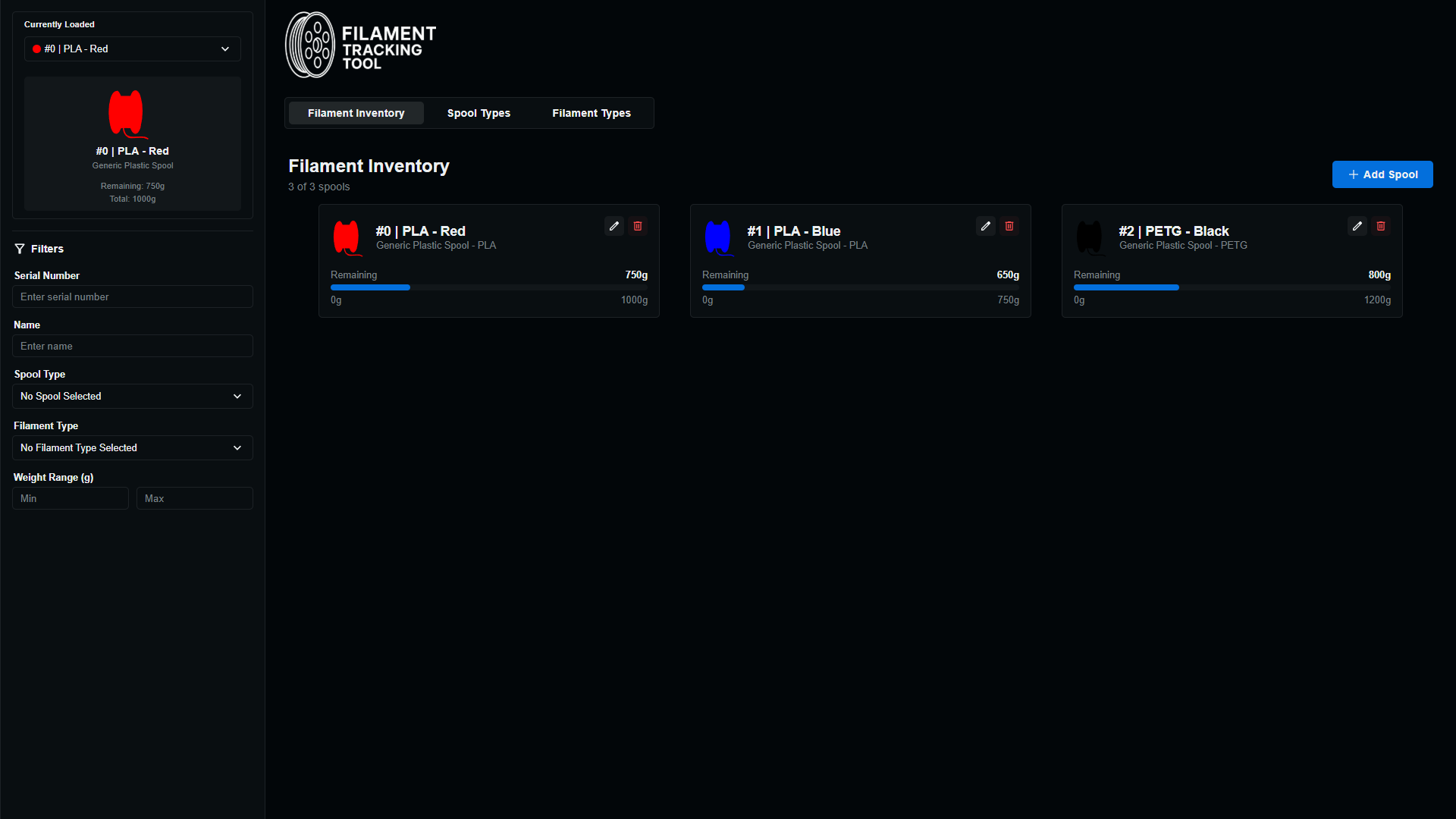 Filament Consumption Tracker